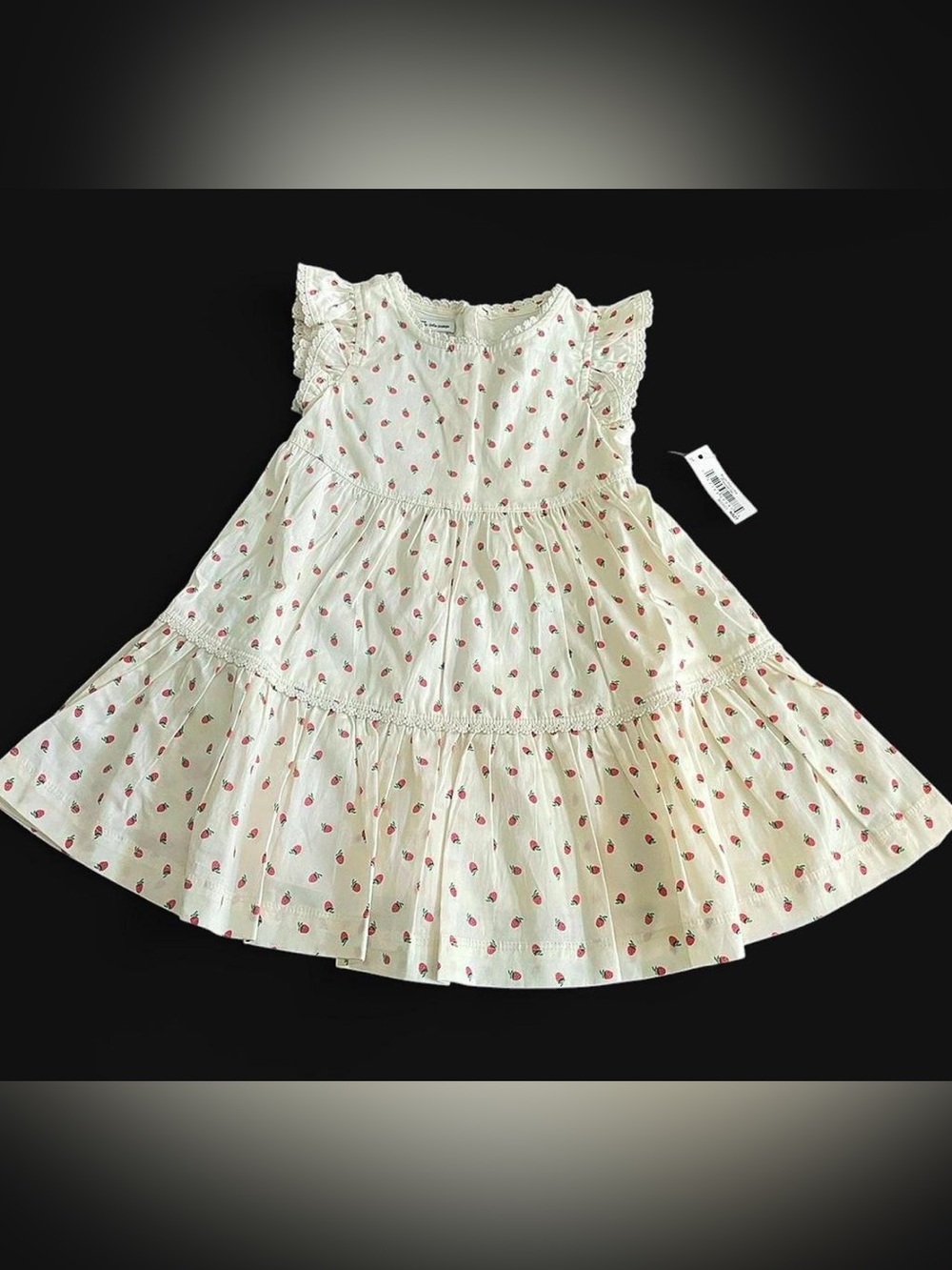 Amazon Essentials Cream Dress with Pink Strawberry Print